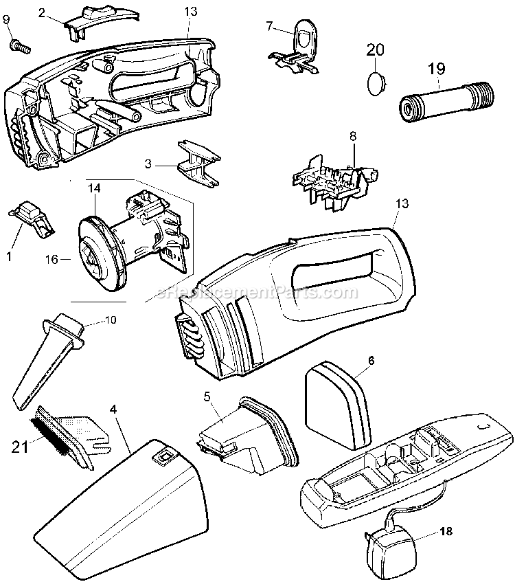 Black and Decker DB725 (Type 1) Dustbuster Wet / Dry Vac Power Tool Page A Diagram